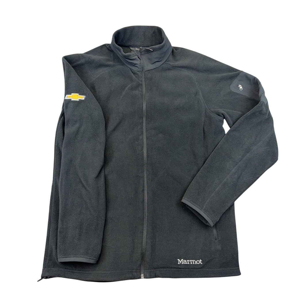 Marmot Jacket Mens Large Black Polartec Fleece Full Zip Chevrolet Sleeve Logo